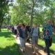 Staff and students walked