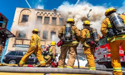 Firefighters battle blaze