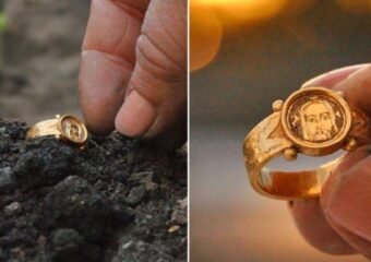 medieval gold ring christ imagery Kalmar