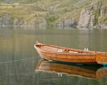 Boaters on a serene lake