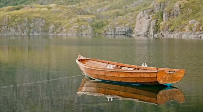 Boaters on a serene lake