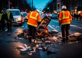 Emergency responders at the crash site