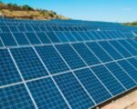 Solar panels in rural landscape