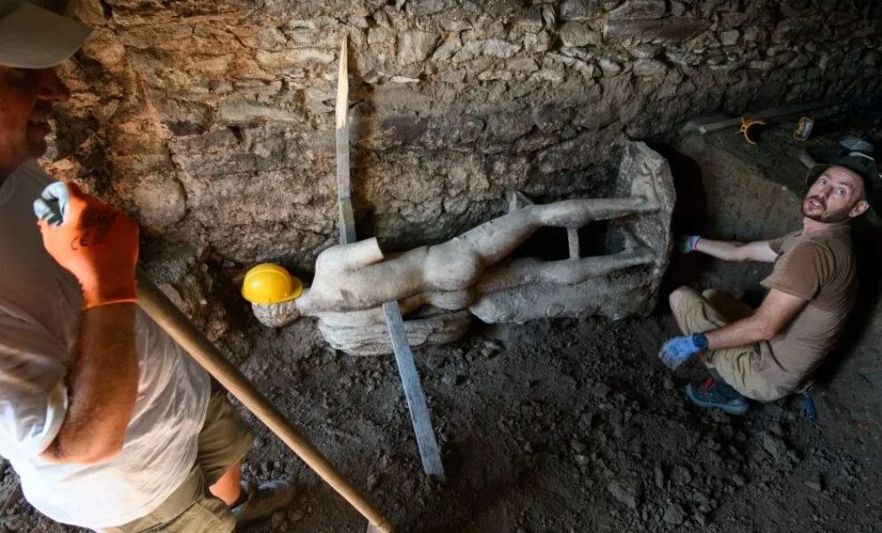 ancient hermes statue found in bulgarian sewer