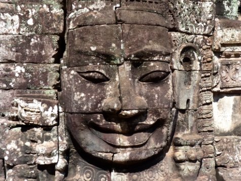 ancient stone face carving in kazakhstan