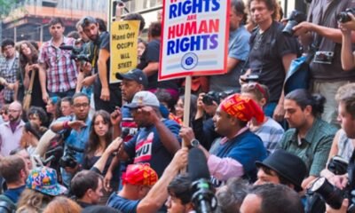 union workers protesting job opportunities at embassy theatre
