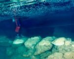 ancient submerged bridge in mallorca cave