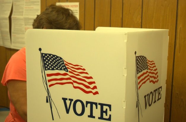 Mesa County Election Day, voters at polling station, ballot box