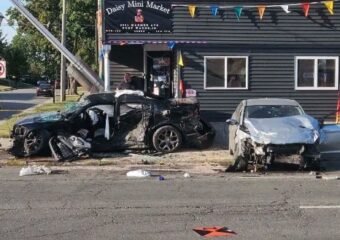 Fort Wayne downtown crash scene