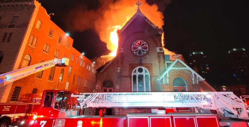 fire damage historic church indianapolis