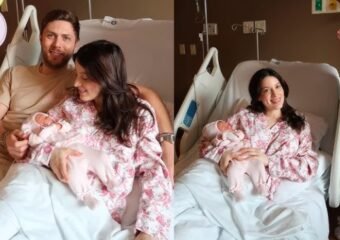 New parents Mireya and Lamount with their newborn daughter