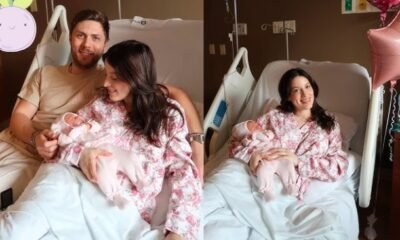 New parents Mireya and Lamount with their newborn daughter