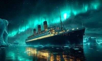 Titanic aurora borealis night
