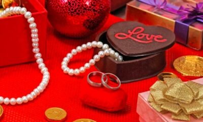 Valentine’s Day jewelry shopping in a store