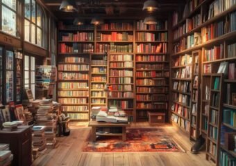 independent bookstore interior with bookshelves