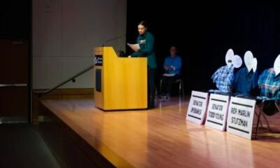 Fort Wayne empty chair town hall protest
