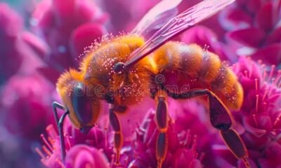 Pollen-covered flowers in spring