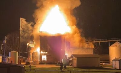 Yoder Indiana grain bin fire night