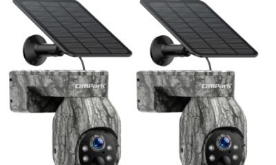 solar-powered surveillance camera at trailhead