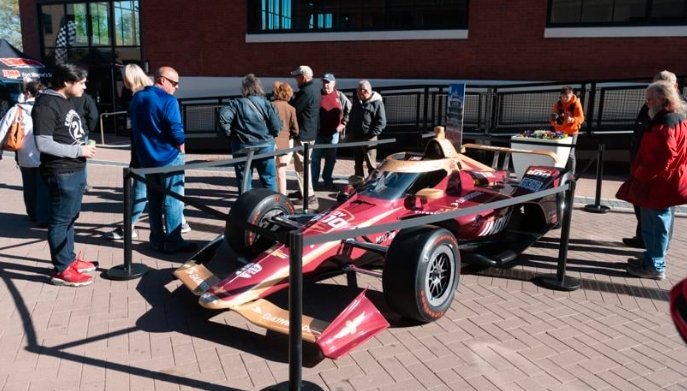 Indy 500 Fan Fest Fort Wayne Electric Works IMS car trophy crowd
