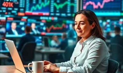 worried investor checking 401k balance during stock market crash