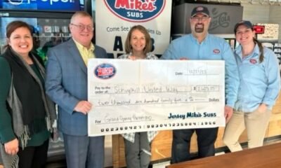 Jersey Mike's Fort Wayne Catholic Charities donation check presentation