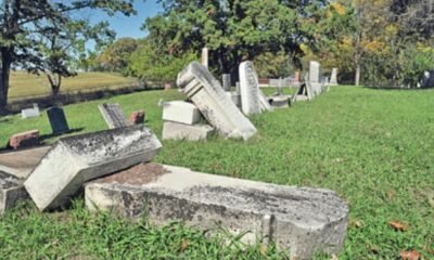 vandalized veteran grave markers lagrange county cemetery 2025