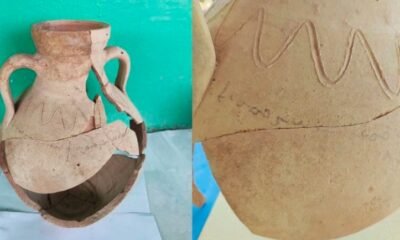 ancient kushan empire water jug inscription tajikistan