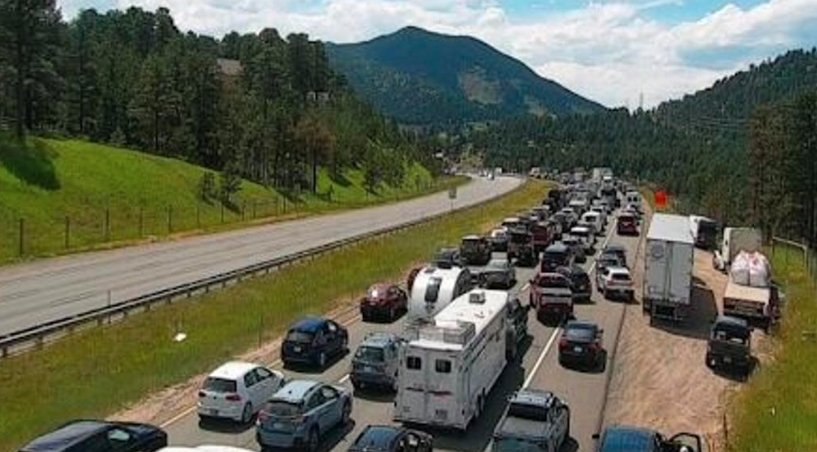 eisenhower tunnel colorado traffic delay car fire