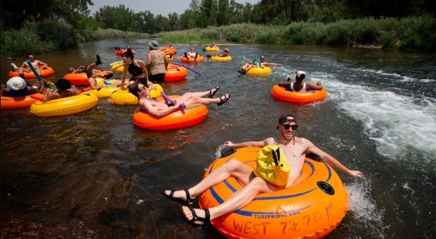 people tubing Colorado River Grand Junction summer