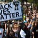 protesters in black