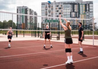 volleyball match on turf