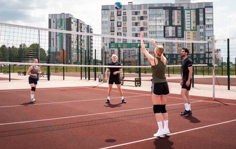 volleyball match on turf