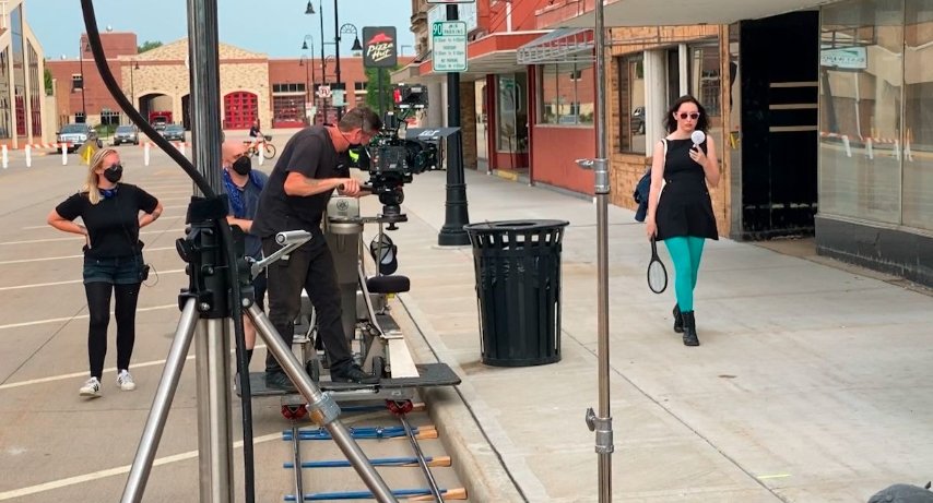 film crew in small town