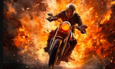 motorcycle fire scene