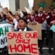 protesters rally