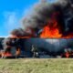 semi truck fire crash