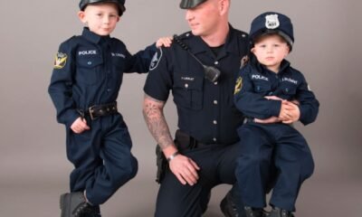 young boy police uniform