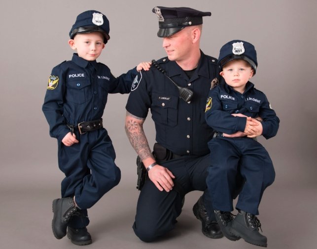 young boy police uniform
