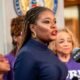 Cori Bush speaking at event