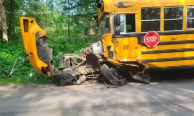 school bus crash scene