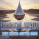 A viral, hyper-realistic YouTube thumbnail with a dramatic Western water crisis atmosphere. The background is a vast cracked dry lake bed of Lake Powell at sunset with deep orange skies and distant red rock cliffs, low water levels exposing white bathtub rings. The composition uses a dramatic low-angle shot looking up to focus on the main subject: a massive polished chrome water droplet suspended in mid-air, dramatically cracking under pressure. The image features massive 3D typography with strict hierarchy: The Primary Text reads exactly: 'Shannon Wadas'. This text is massive, the largest element in the frame, rendered in liquid mercury chrome with rippling water reflections to look like a high-budget 3D render. The Secondary Text reads exactly: 'New Water Center Boss'. This text is significantly smaller, positioned below the main text with a thick electric-blue glowing outline and subtle splash effects to contrast against the arid background. The text materials correspond to the story's concept. Crucial Instruction: There is absolutely NO other text, numbers, watermarks, or subtitles in this image other than these two specific lines. 8k, Unreal Engine 5, cinematic render
