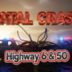 A viral, hyper-realistic YouTube thumbnail with a dramatic, high-stakes automotive tragedy atmosphere. The background is a rain-slicked Highway 6 & 50 at golden hour with twisted wreckage and flashing emergency lights cutting through smoke. The composition uses a low, dramatic camera angle to focus on the main subject: two heavily damaged sedans locked together in a head-on collision, metal crumpled and steam rising. The image features massive 3D typography with strict hierarchy: The Primary Text reads exactly: 'FATAL CRASH'. This text is massive, the largest element in the frame, rendered in molten red chrome with glowing edges to look like a high-budget 3D render. The Secondary Text reads exactly: 'Highway 6 & 50'. This text is significantly smaller, positioned below the main text with a thick white outline and red sticker-style border to pop against the chaos. The text materials correspond to the story's concept. Crucial Instruction: There is absolutely NO other text, numbers, watermarks, or subtitles in this image other than these two specific lines. 8k, Unreal Engine 5, cinematic render