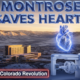 A viral, hyper-realistic YouTube thumbnail with a dramatic medical/tech atmosphere. The background is a vast snowy Western Slope mountain valley at golden hour with a modern hospital building dramatically lit in the foreground. The composition uses a powerful low-angle shot to focus on the main subject: a glowing, chrome-finished human heart floating above an ARTIS icono angiography system. The image features massive 3D typography with strict hierarchy: The Primary Text reads exactly: 'MONTROSE SAVES HEARTS'. This text is massive, the largest element in the frame, rendered in molten medical-blue chrome with realistic light reflections to look like a high-budget 3D render. The Secondary Text reads exactly: 'Rural Colorado Revolution'. This text is significantly smaller, positioned below the main text. It features a thick, glowing red border/outline (sticker style) to contrast against the background. Make sure text 2 is always different theme, style, effect and border compared to text 1. The text materials correspond to the story's concept. Crucial Instruction: There is absolutely NO other text, numbers, watermarks, or subtitles in this image other than these two specific lines. 8k, Unreal Engine 5, cinematic render