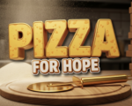 A viral, hyper-realistic YouTube thumbnail with a Heartwarming Community vibe atmosphere. The background is a bustling, warm commercial kitchen with flour dust in the air and stacks of pizza boxes. The composition uses a Dutch Angle to focus on the main subject: a Golden Pizza Cutter resting on a wooden board. The image features massive 3D typography with strict hierarchy: The Primary Text reads exactly: 'PIZZA'. This text is massive, the largest element in the frame, rendered in Melting Cheese Gold to look like a high-budget 3D render. The Secondary Text reads exactly: 'FOR HOPE'. This text is significantly smaller, positioned below the main text. It features a thick, distinct white border outline sticker style to contrast against the background. Make sure text 2 is always different theme, style, effect and border compared to text 1. The text materials correspond to the story's concept.6 Crucial Instruction: There is absolutely NO other text, numbers, watermarks, or subtitles in this image other than these two specific lines. 8k, Unreal Engine 5, cinematic render.