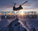A viral, hyper-realistic YouTube thumbnail with a High-Altitude Rescue atmosphere. The background is a jagged, snow-dusted mountain summit at sunset with harsh, dramatic lighting. The composition uses a High-Angle/Drone Shot to focus on the main subject: a massive CH-47 Chinook Helicopter hovering just above the rocky peak. The image features massive 3D typography with strict hierarchy: The Primary Text reads exactly: 'RESCUED'. This text is massive, the largest element in the frame, rendered in Frozen Chrome to look like a high-budget 3D render. The Secondary Text reads exactly: 'AT 14,000 FT'. This text is significantly smaller, positioned below or next to the main text. It features a thick, distinct color border/outline (sticker style) to contrast against the background. Make sure text 2 is always different theme, style, effect and border compared to text 1. The text materials correspond to the story's concept. Crucial Instruction: There is absolutely NO other text, numbers, watermarks, or subtitles in this image other than these two specific lines. 8k, Unreal Engine 5, cinematic render.
