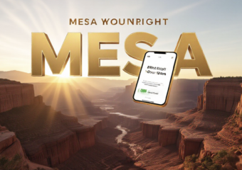 A viral, hyper-realistic YouTube thumbnail with a warm, hopeful health-care atmosphere. The background is a soft sunrise over the Colorado National Monument with gentle golden light rays breaking through red rock canyons. The composition uses a slight low angle to focus on the main subject: a glowing smartphone floating in mid-air displaying the clean "Find the Right Fit" website interface. The image features massive 3D typography with strict hierarchy: The Primary Text reads exactly: 'MESA COUNTY'. This text is massive, the largest element in the frame, rendered in warm brushed bronze gold with subtle edge glow to look like a high-budget 3D render. The Secondary Text reads exactly: 'MENTAL HEALTH BREAKTHROUGH'. This text is significantly smaller, positioned below the main text. It features a thick white sticker-style outline with soft teal fill to contrast against the sunrise background. The text materials correspond to the story's concept. Crucial Instruction: There is absolutely NO other text, numbers, watermarks, or subtitles in this image other than these two specific lines. 8k, Unreal Engine 5, cinematic render