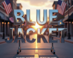 A viral, hyper-realistic YouTube thumbnail with a hopeful, warm community atmosphere. The background is a softly lit Fort Wayne street at golden hour with American flags waving gently. The composition uses a low-angle cinematic shot to focus on the main subject: a gleaming empty metal clothing rack dramatically spotlighted in the center. The image features massive 3D typography with strict hierarchy: The Primary Text reads exactly: 'BLUE JACKET'. This text is massive, the largest element in the frame, rendered in polished chrome with subtle blue glow to look like a high-budget 3D render. The Secondary Text reads exactly: 'NEEDS YOUR SUITS NOW'. This text is significantly smaller, positioned below the main text. It features a thick, urgent red border/outline (sticker style) to contrast against the background. Make sure text 2 is always different theme, style, effect and border compared to text 1. The text materials correspond to the story's concept. Crucial Instruction: There is absolutely NO other text, numbers, watermarks, or subtitles in this image other than these two specific lines. 8k, Unreal Engine 5, cinematic render