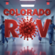 A viral, hyper-realistic YouTube thumbnail with a tense medical emergency atmosphere. The background is a dramatic hospital corridor with red emergency lights flashing and blurred medical staff rushing past. The composition uses a dramatic low-angle shot to focus on the main subject: a large, detailed 3D-rendered RSV virus particle glowing ominously in the center. The image features massive 3D typography with strict hierarchy: The Primary Text reads exactly: 'Colorado RSV'. This text is massive, the largest element in the frame, rendered in threatening red chrome with glowing edges to look like a high-budget cinematic render. The Secondary Text reads exactly: 'Finally Drops'. This text is significantly smaller, positioned below the main text with a thick white outline and subtle pulse effect. The text materials correspond to the story's concept. Crucial Instruction: There is absolutely NO other text, numbers, watermarks, or subtitles in this image other than these two specific lines. 8k, Unreal Engine 5, cinematic render