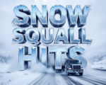 A viral, hyper-realistic YouTube thumbnail with a chaotic winter storm atmosphere. The background is a blinding whiteout blizzard on I-70 near Grand Junction with swirling heavy snow and zero visibility. The composition uses a dramatic low-angle dashcam view to focus on the main subject: a barely visible semi truck sliding on icy road. The image features massive 3D typography with strict hierarchy: The Primary Text reads exactly: 'SNOW SQUALL HITS'. This text is massive, the largest element in the frame, rendered in icy blue chrome with frozen frost effects to look like a high-budget 3D render. The Secondary Text reads exactly: 'GRAND VALLEY WHITEOUT'. This text is significantly smaller, positioned below the main text. It features a thick, glowing red border/outline to contrast against the background. Make sure text 2 is always different theme, style, effect and border compared to text 1. The text materials correspond to the story's concept. Crucial Instruction: There is absolutely NO other text, numbers, watermarks, or subtitles in this image other than these two specific lines. 8k, Unreal Engine 5, cinematic render